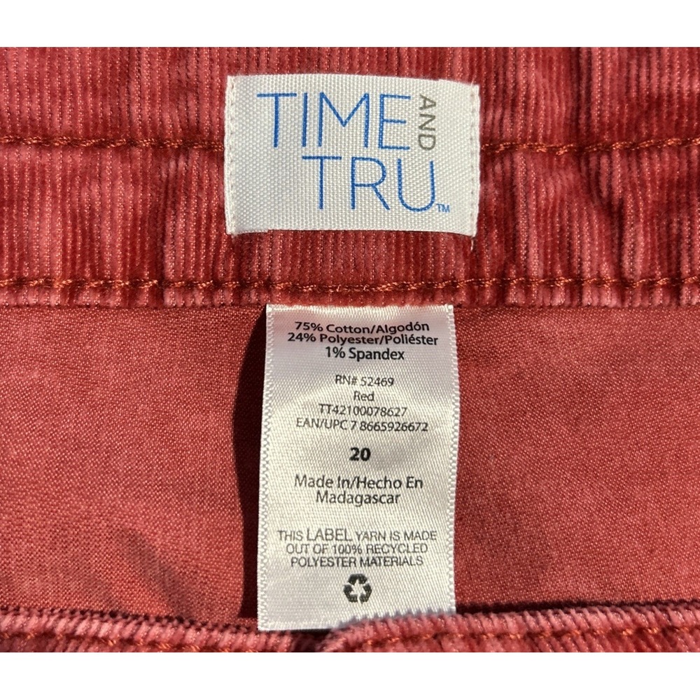 Time And Tru Women's Size 20 Red Corduroy Pants NWT - Picture 4 of 11